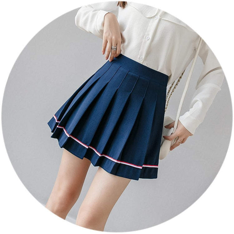 Mini gonna a pieghe con strisce colorate