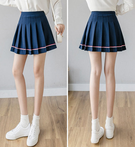 Mini gonna a pieghe con strisce colorate