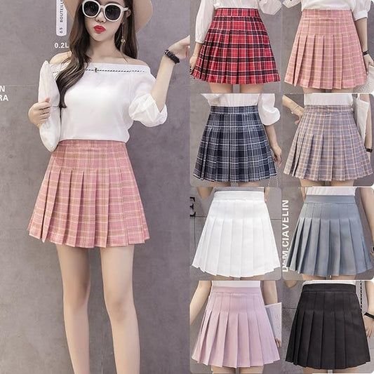 Gonna a pieghe scozzese a vita alta