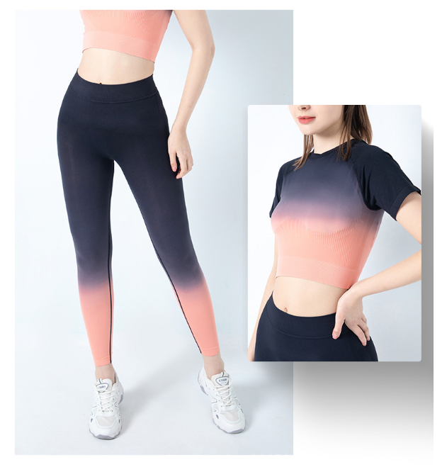 Set Leggings e Top corto sportivi color ombre
