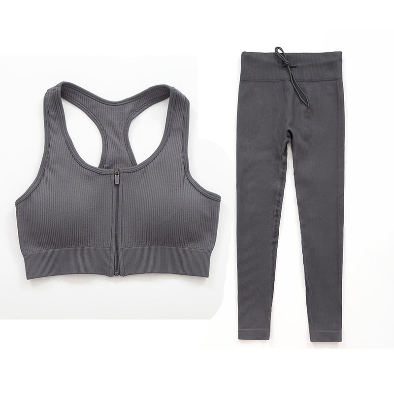 Set completo di reggiseno sportivo con leggings a vita alta