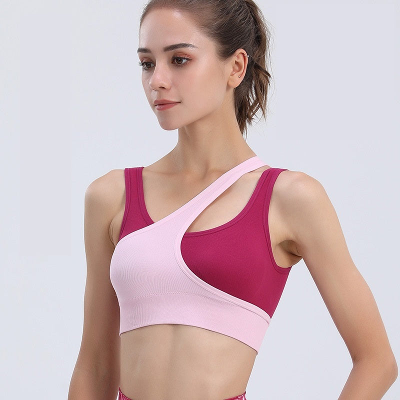 Reggiseno sportivo incrociato bicolore sovrapposto
