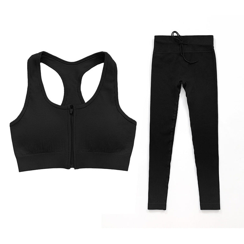 Set completo di reggiseno sportivo con leggings a vita alta