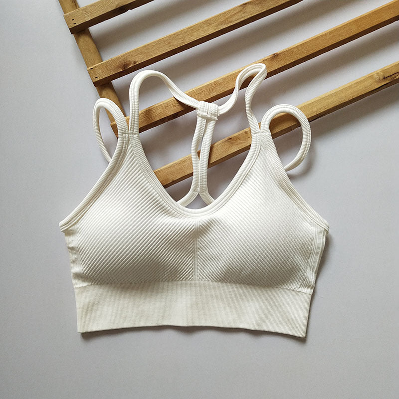 Reggiseno corto sportivo a V