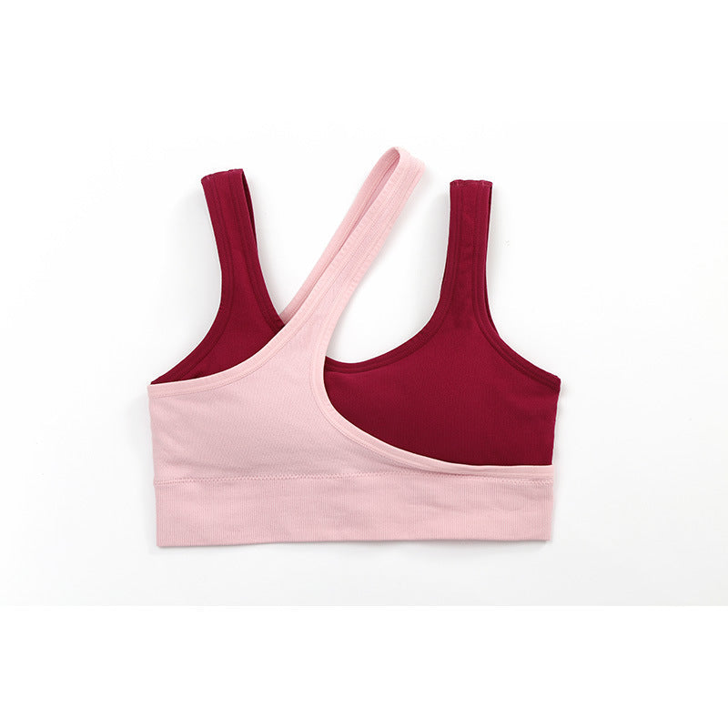 Reggiseno sportivo incrociato bicolore sovrapposto