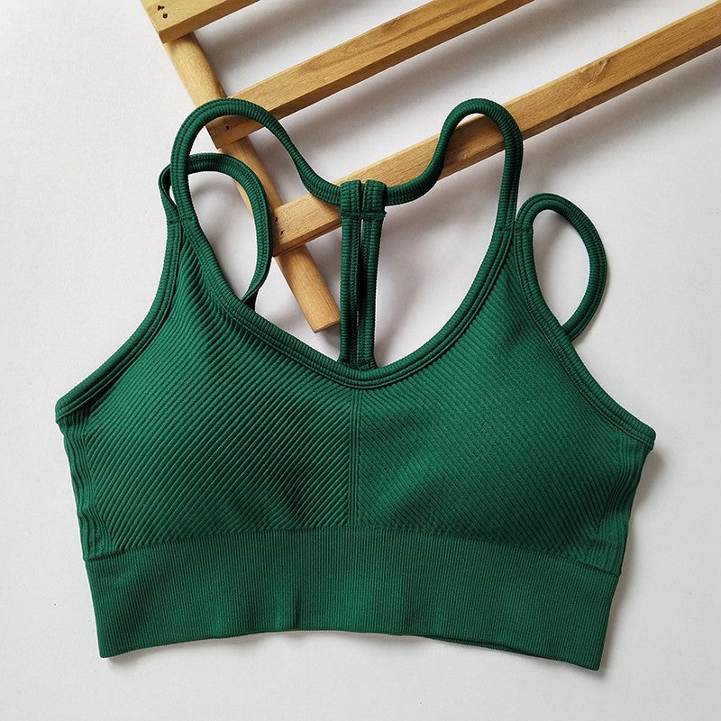 Reggiseno corto sportivo a V