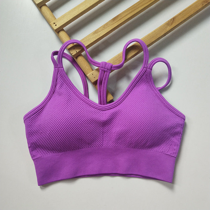 Reggiseno corto sportivo a V