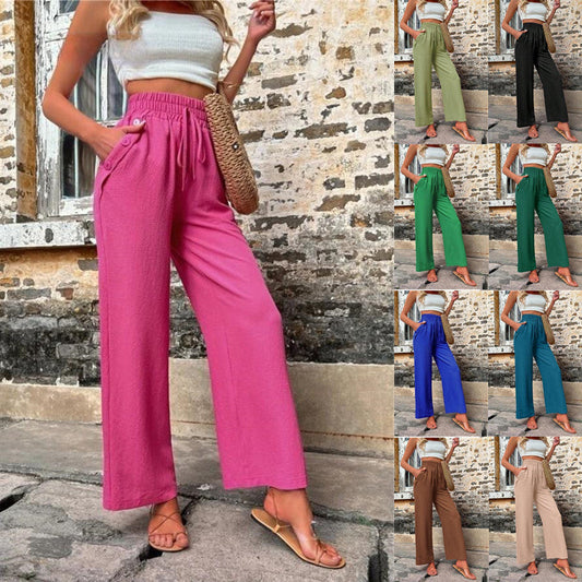 Pantaloni larghi a vita alta elasticizzata