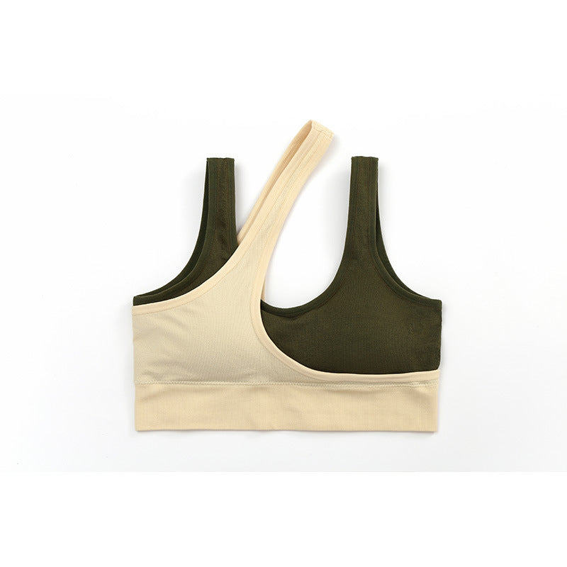 Reggiseno sportivo incrociato bicolore sovrapposto