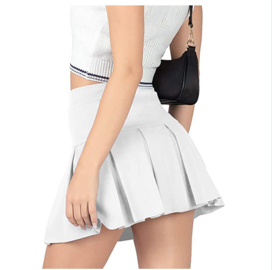 Mini gonna a pieghe a vita alta elastica