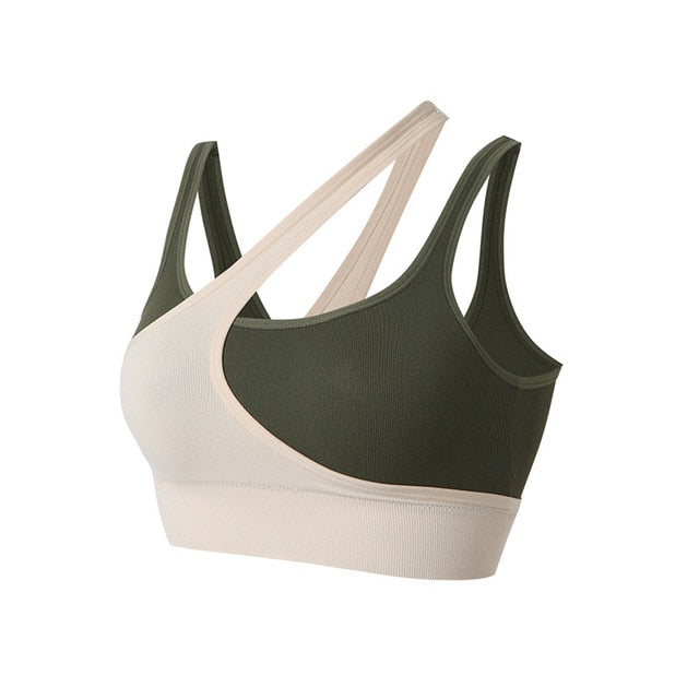 Reggiseno sportivo incrociato bicolore sovrapposto