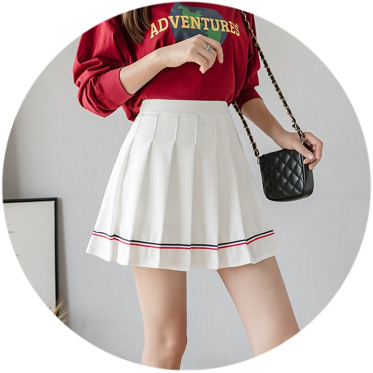 Mini gonna a pieghe con strisce colorate