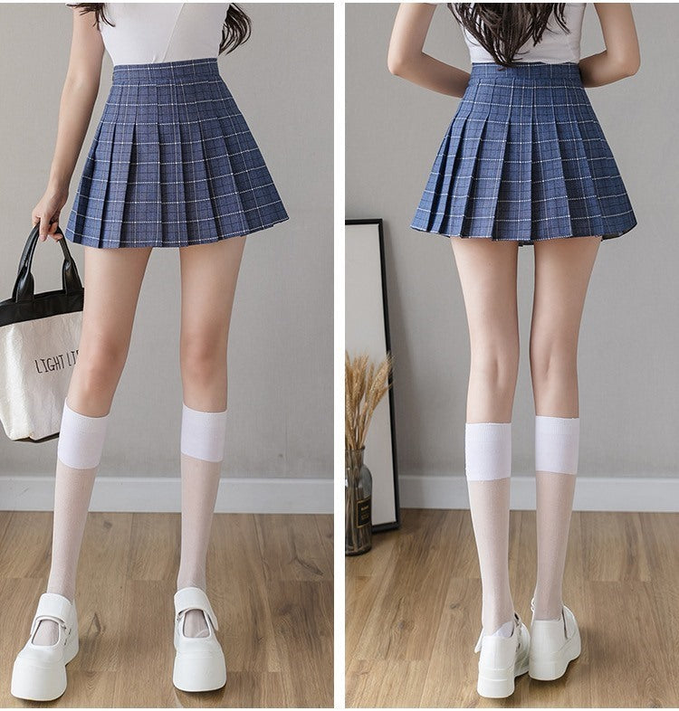Mini Gonna a vita alta a pieghe stile coreano