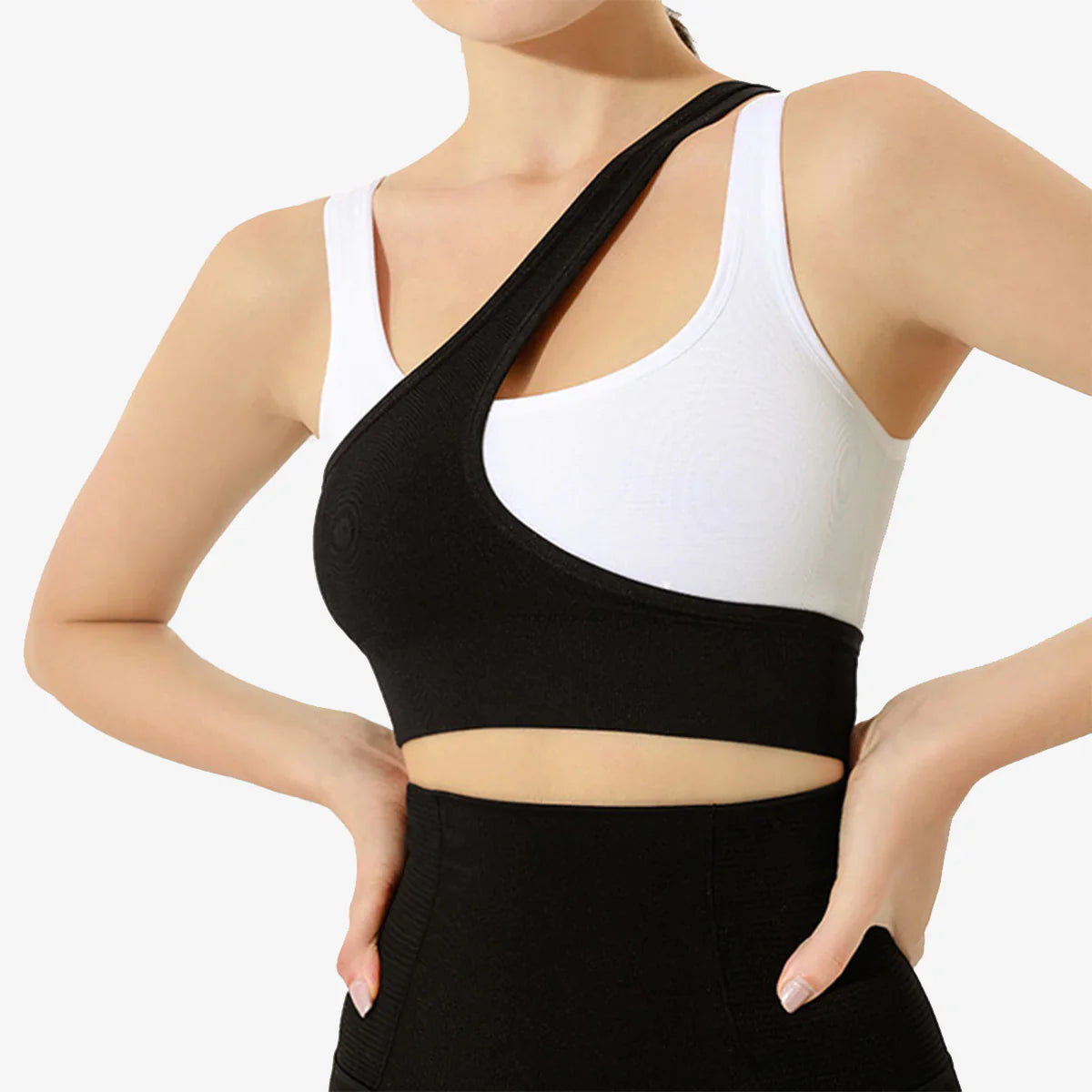 Reggiseno sportivo incrociato bicolore sovrapposto
