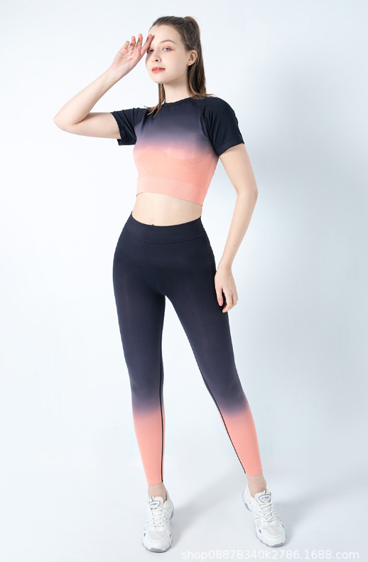 Set Leggings e Top corto sportivi color ombre