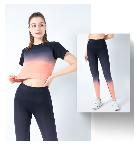 Set Leggings e Top corto sportivi color ombre