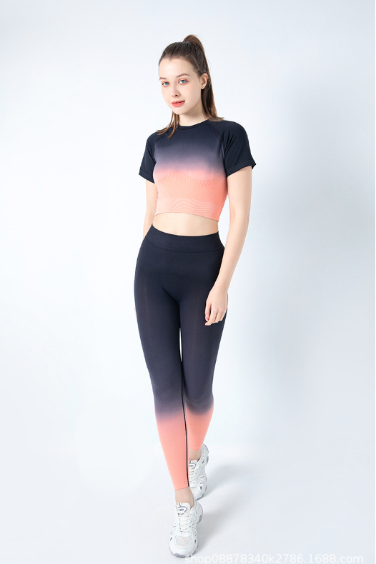 Set Leggings e Top corto sportivi color ombre