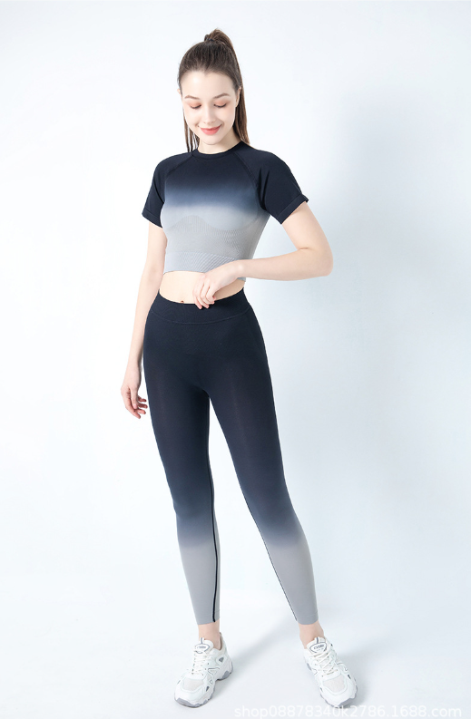 Set Leggings e Top corto sportivi color ombre