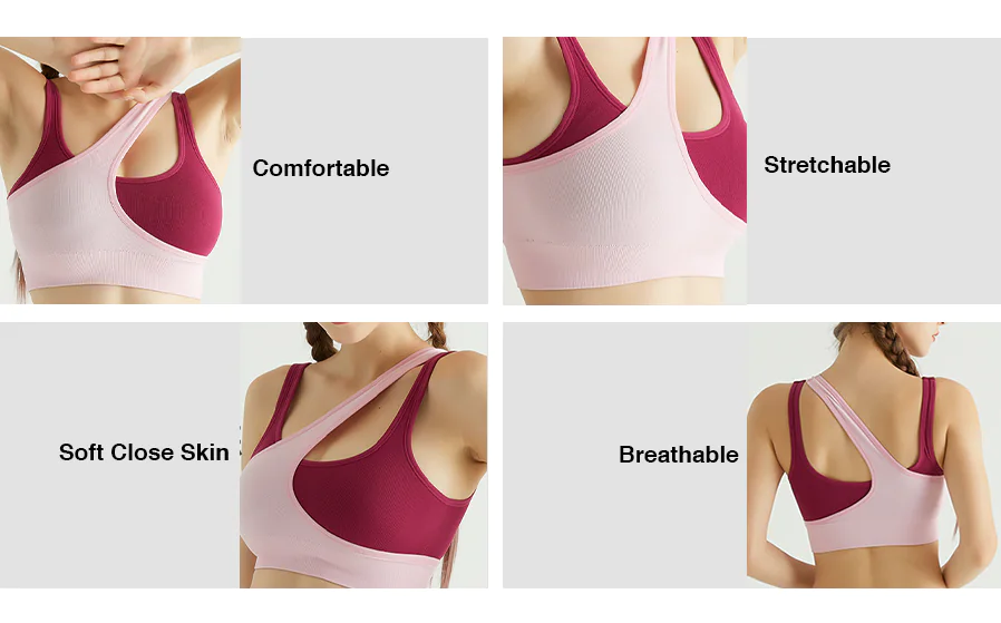 Reggiseno sportivo incrociato bicolore sovrapposto