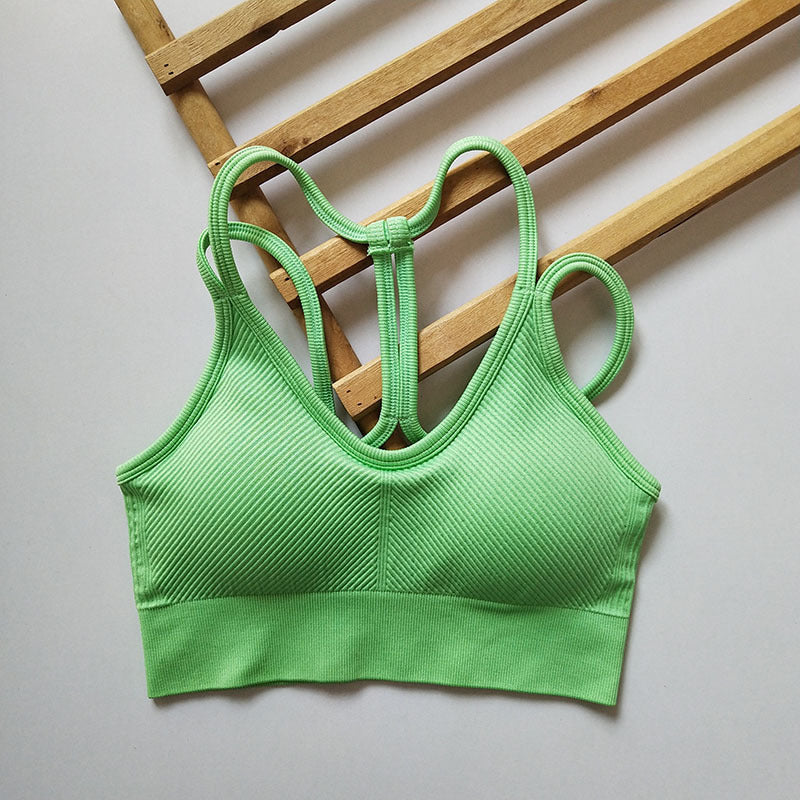 Reggiseno corto sportivo a V