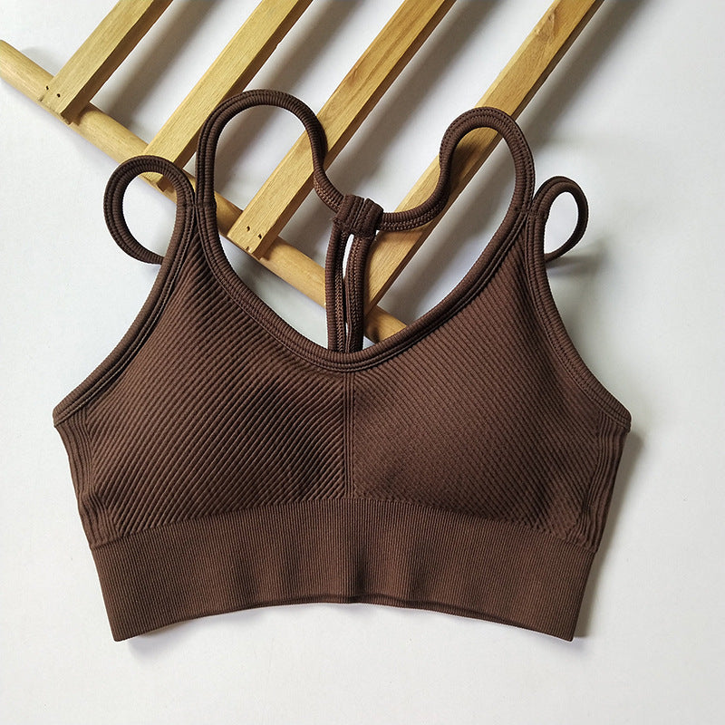 Reggiseno corto sportivo a V