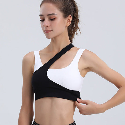 Reggiseno sportivo incrociato bicolore sovrapposto