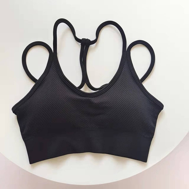 Reggiseno corto sportivo a V