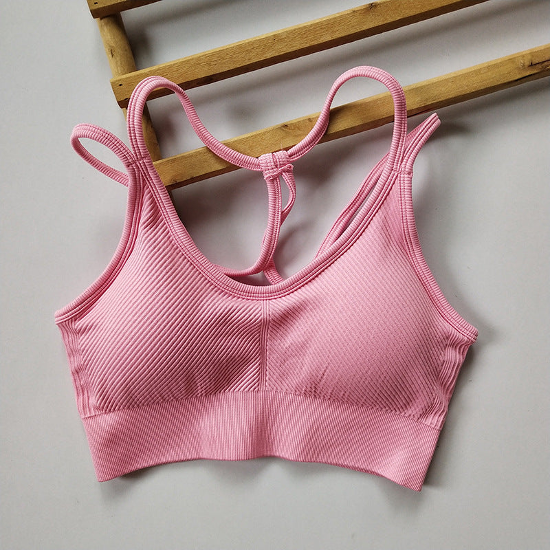 Reggiseno corto sportivo a V