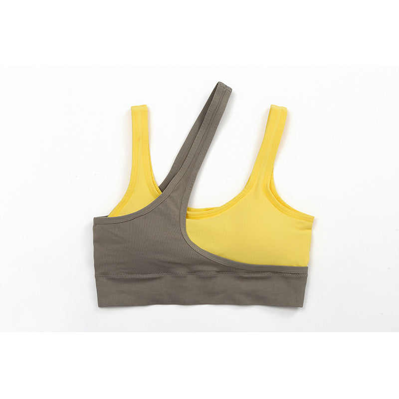 Reggiseno sportivo incrociato bicolore sovrapposto