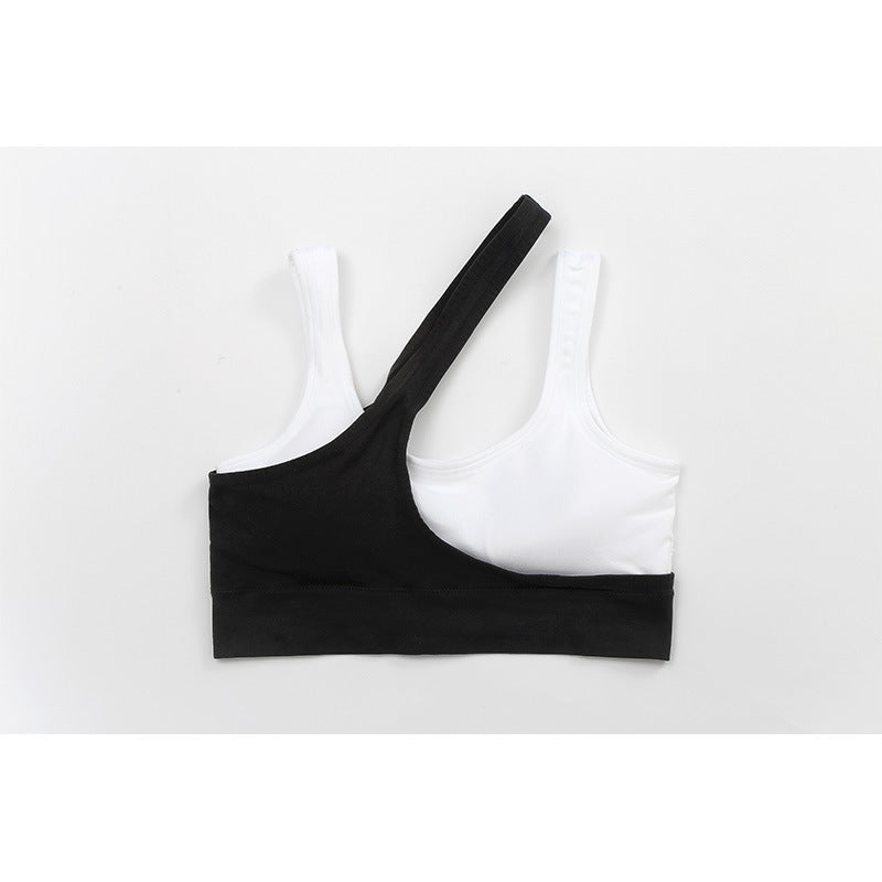 Reggiseno sportivo incrociato bicolore sovrapposto