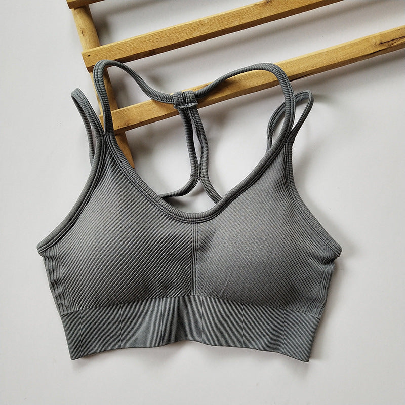 Reggiseno corto sportivo a V