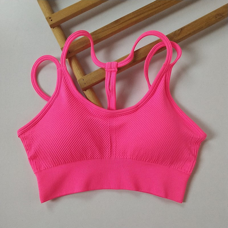 Reggiseno corto sportivo a V