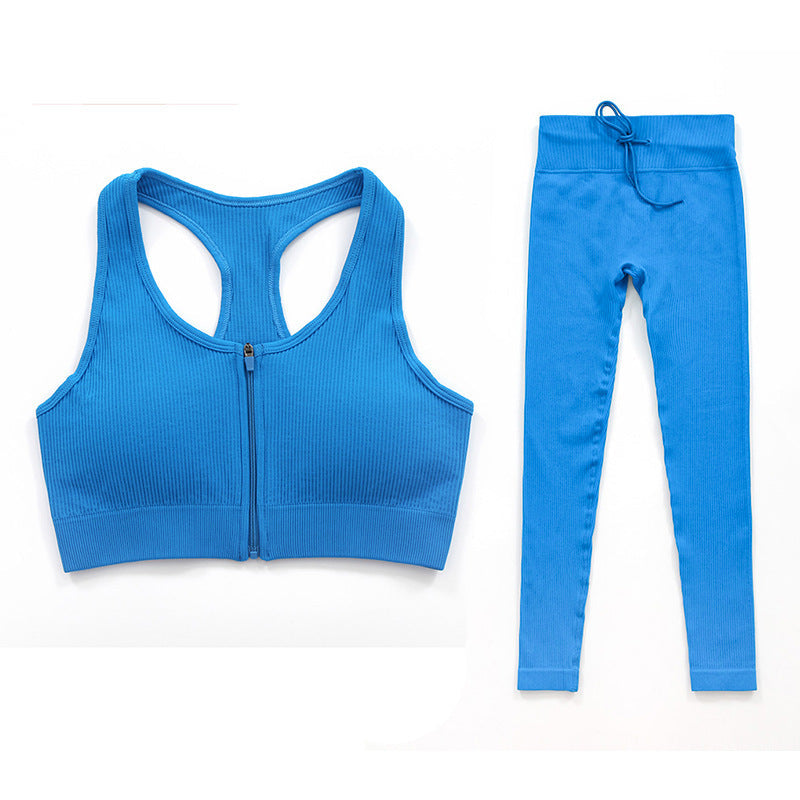 Set completo di reggiseno sportivo con leggings a vita alta