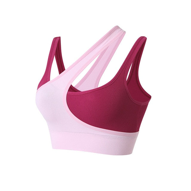 Reggiseno sportivo incrociato bicolore sovrapposto